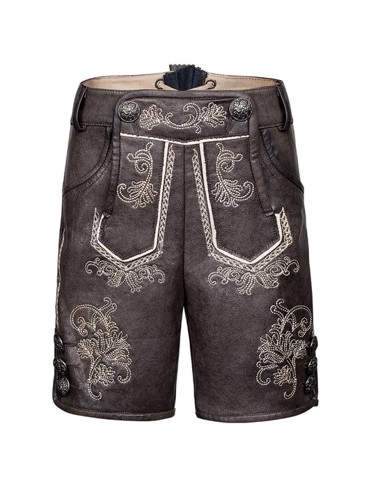 Tarius – Traditionelle Lederhose für Kinder in Dunkelbraune