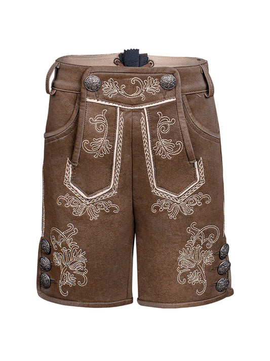 Trachtenlederhose für Kinder Tarius | Braun | Stickereien