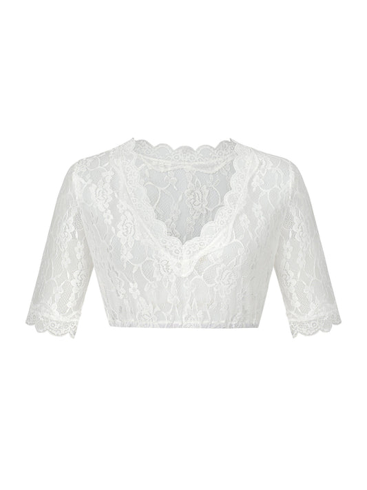 Trachtenbluse Anette – Halbarm, Weiß