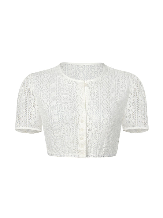 Bluse zum Dirndl Iliana | Weiß | Rundhals