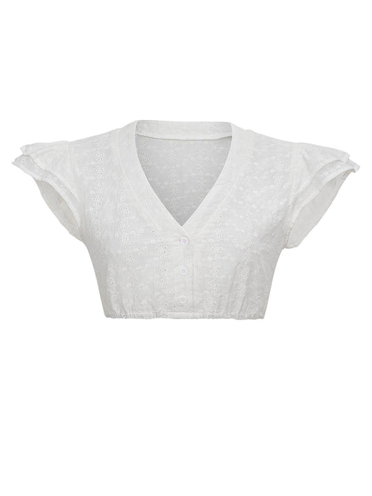 Trachtenbluse Tess – Flügelärmchen, Weiß