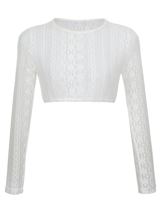 Dirndlbluse Chiara in Weiß mit Rundhals