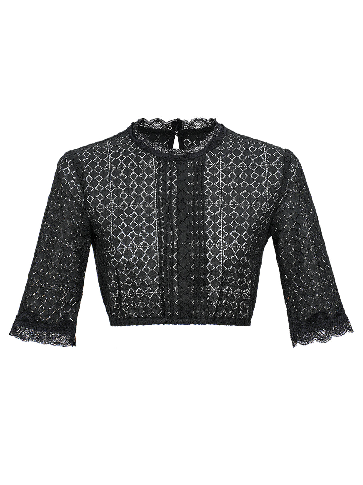 Dirndlbluse Kiana in Schwarz mit Rundhals