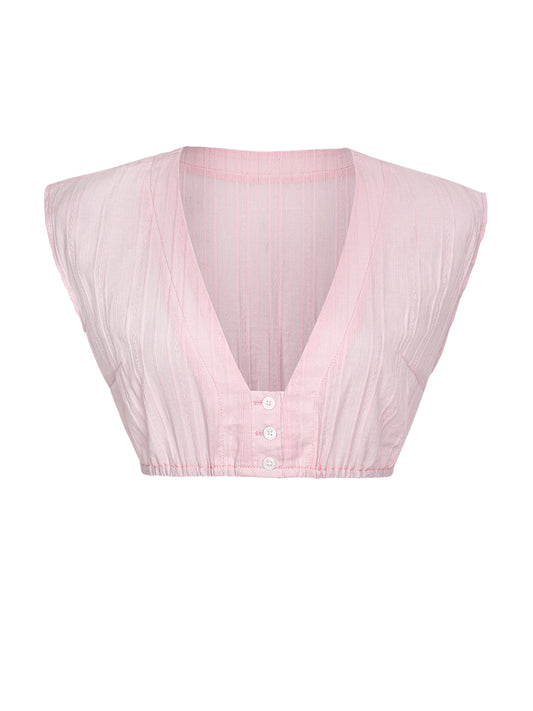 Dirndlbluse Milana in Rosa mit V-Ausschnitt
