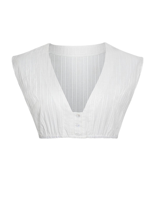 Bluse zum Dirndl Milana | Weiß | V-Ausschnitt