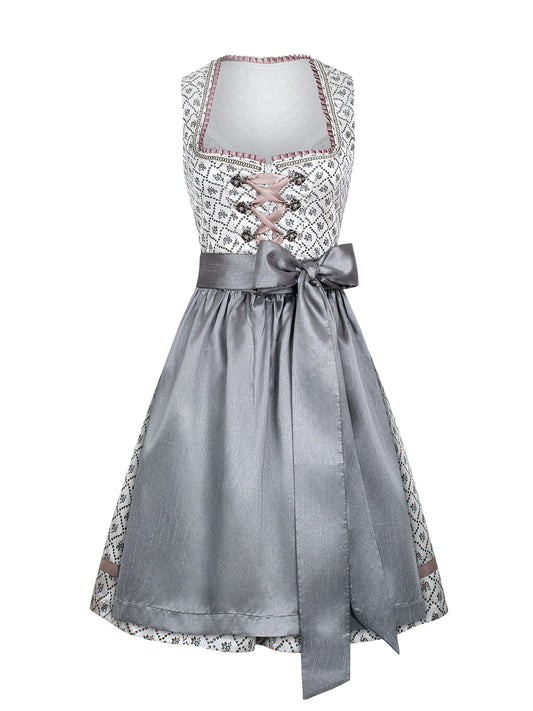 Damen Dirndl Daniela in Grau – Herz-Ausschnitt