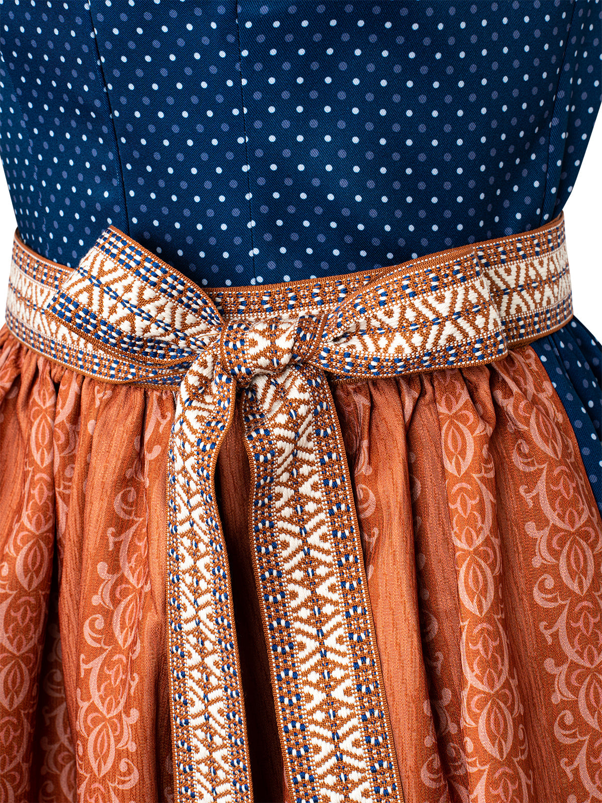 Dirndl Josephine in Blau mit Gerader Ausschnitt