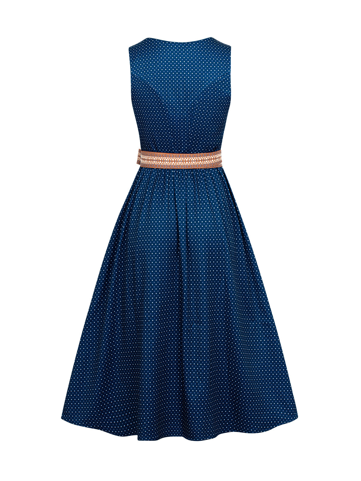 Dirndl Josephine in Blau mit Gerader Ausschnitt