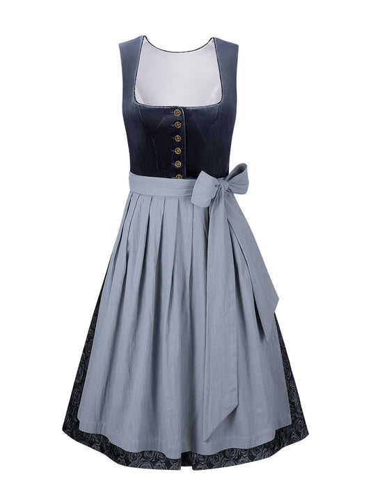 Damen Dirndl Nicole in Blau – Gerader Ausschnitt