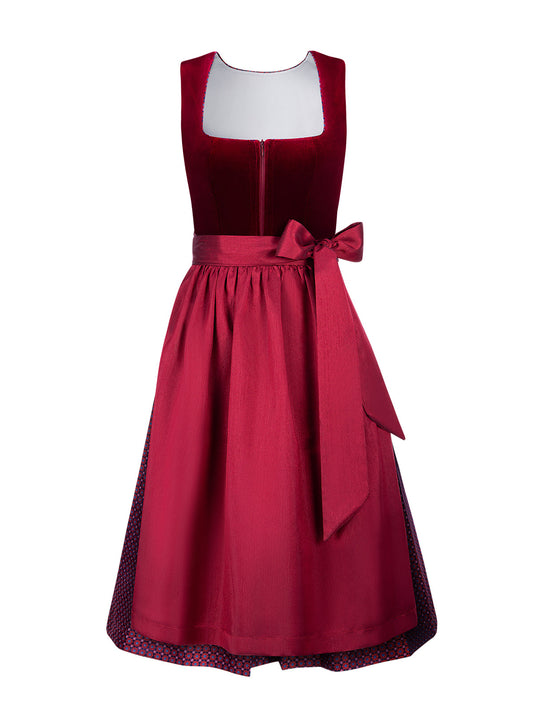 Dirndl Massia in Rot mit Gerader Ausschnitt