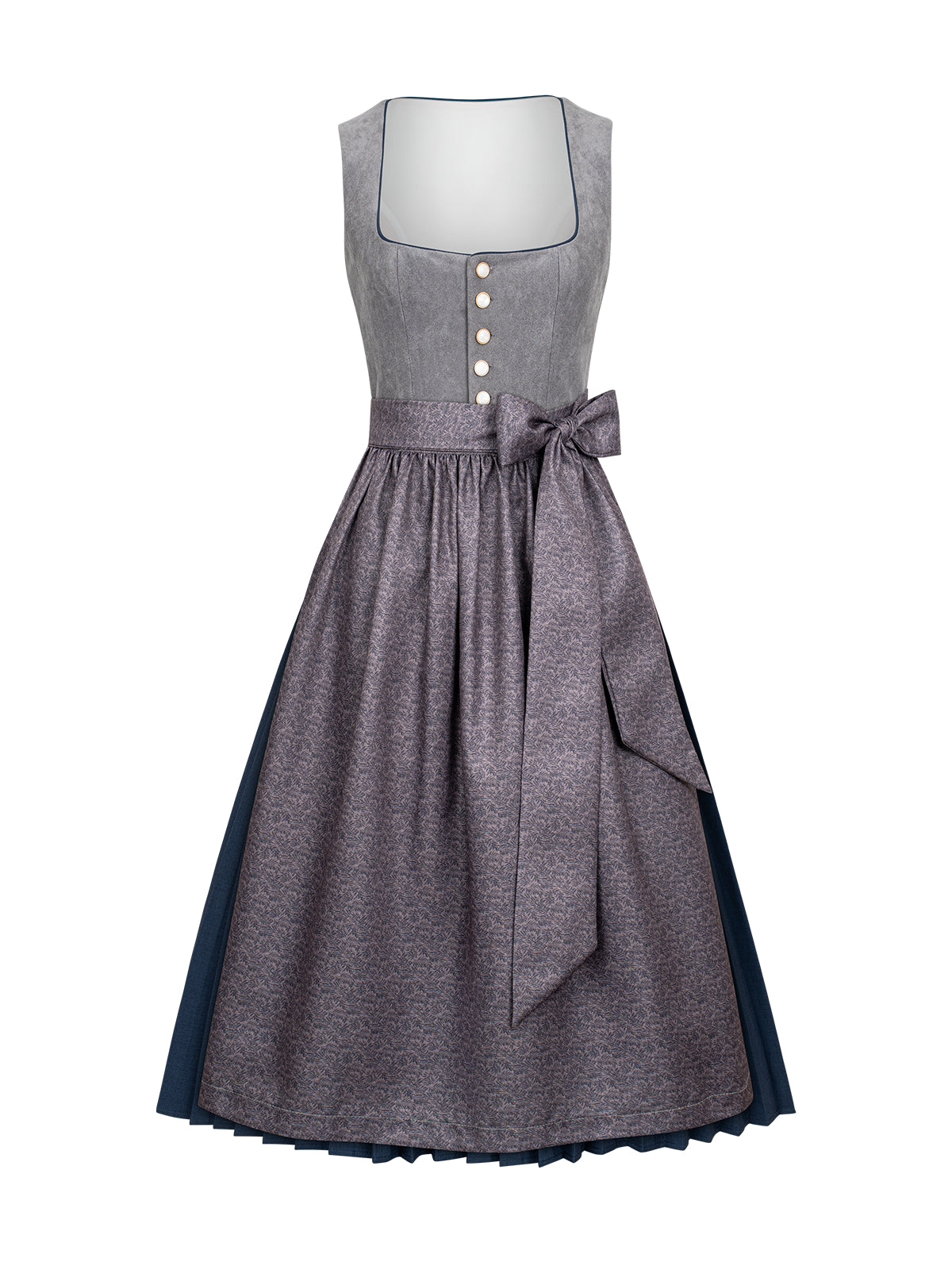 Lottea | Traditionelles Dirndl | Grau | Gerader Ausschnitt