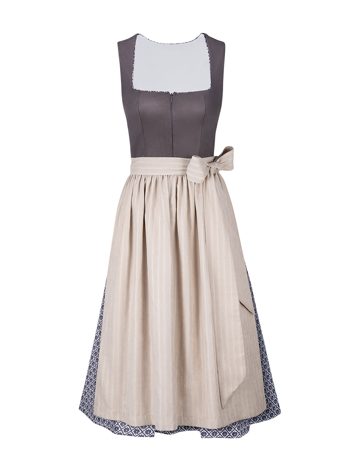 Maxima | Traditionelles Dirndl | Grau | Gerader Ausschnitt