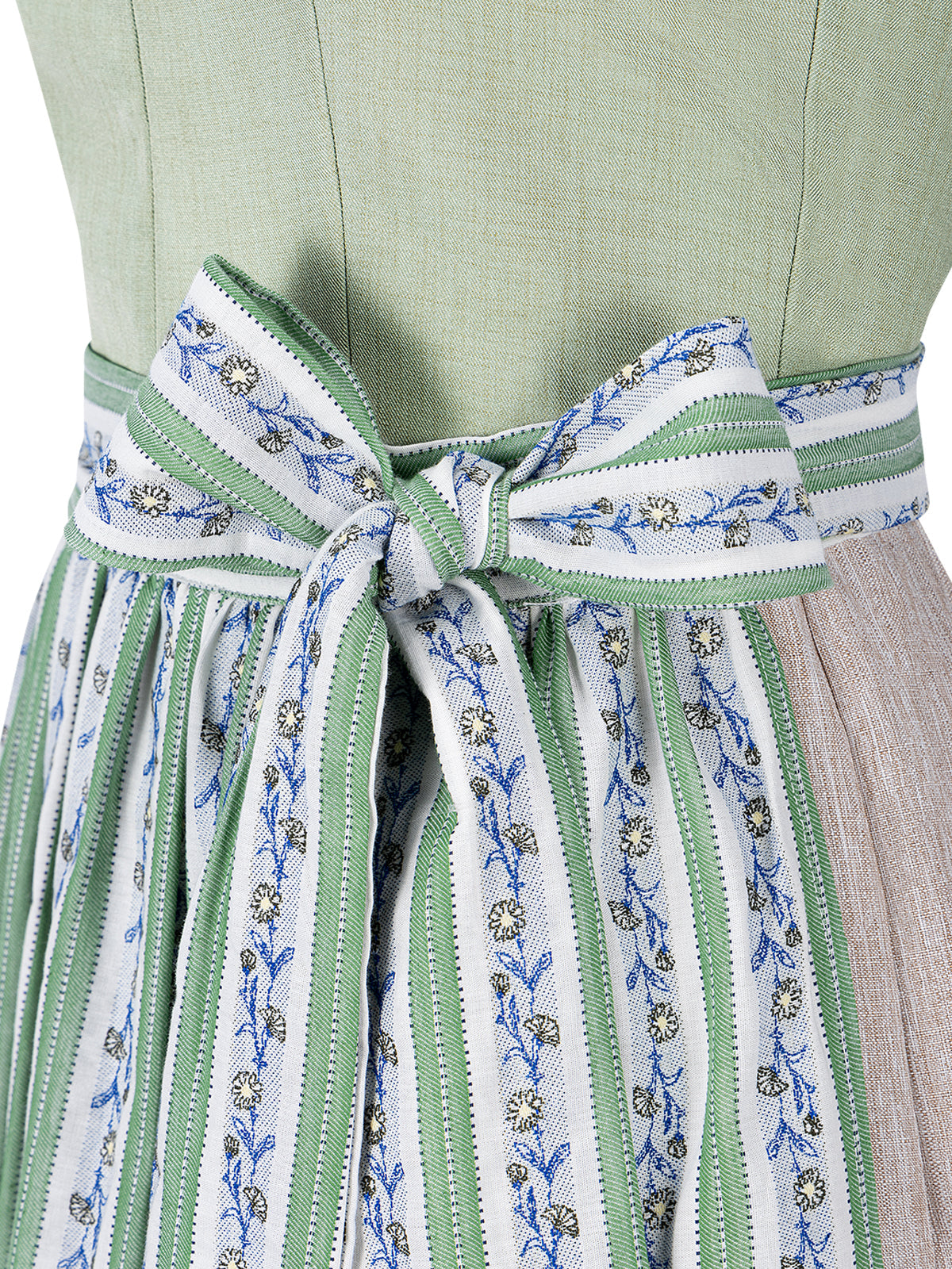 Dirndl Kristin in Grün mit Gerader Ausschnitt