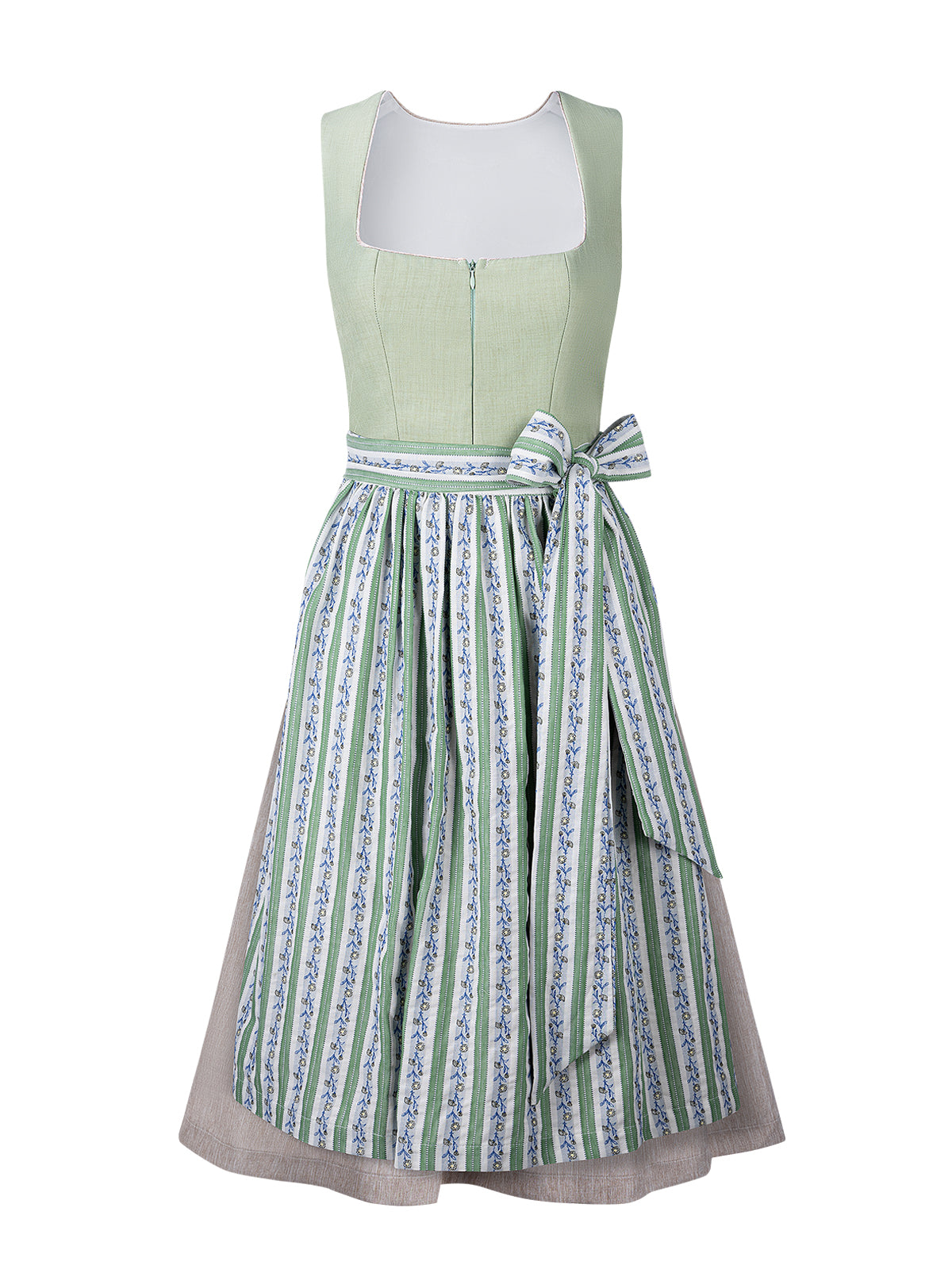 Dirndl Kristin in Grün mit Gerader Ausschnitt