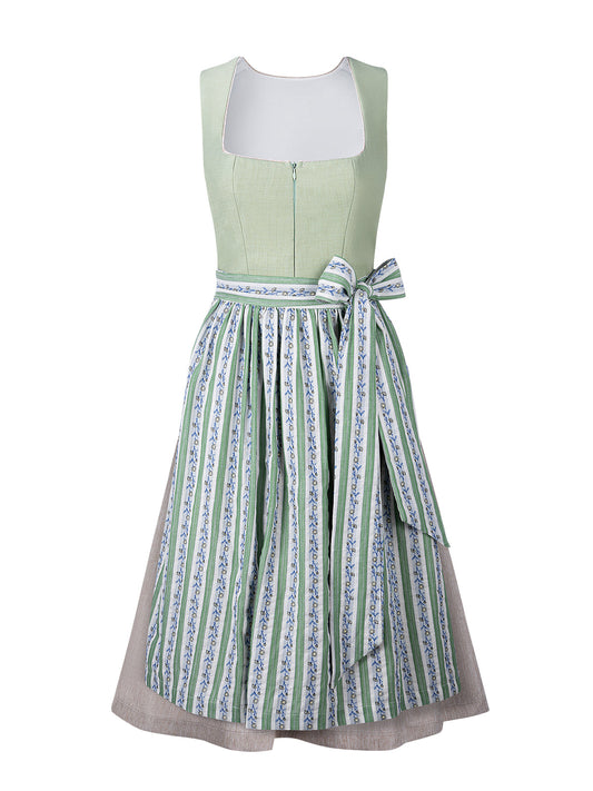 Dirndl Kristin in Grün mit Gerader Ausschnitt