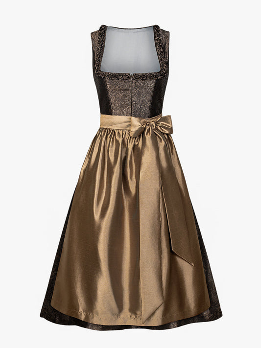 Julia | Traditionelles Dirndl | Braun | Gerader Ausschnitt