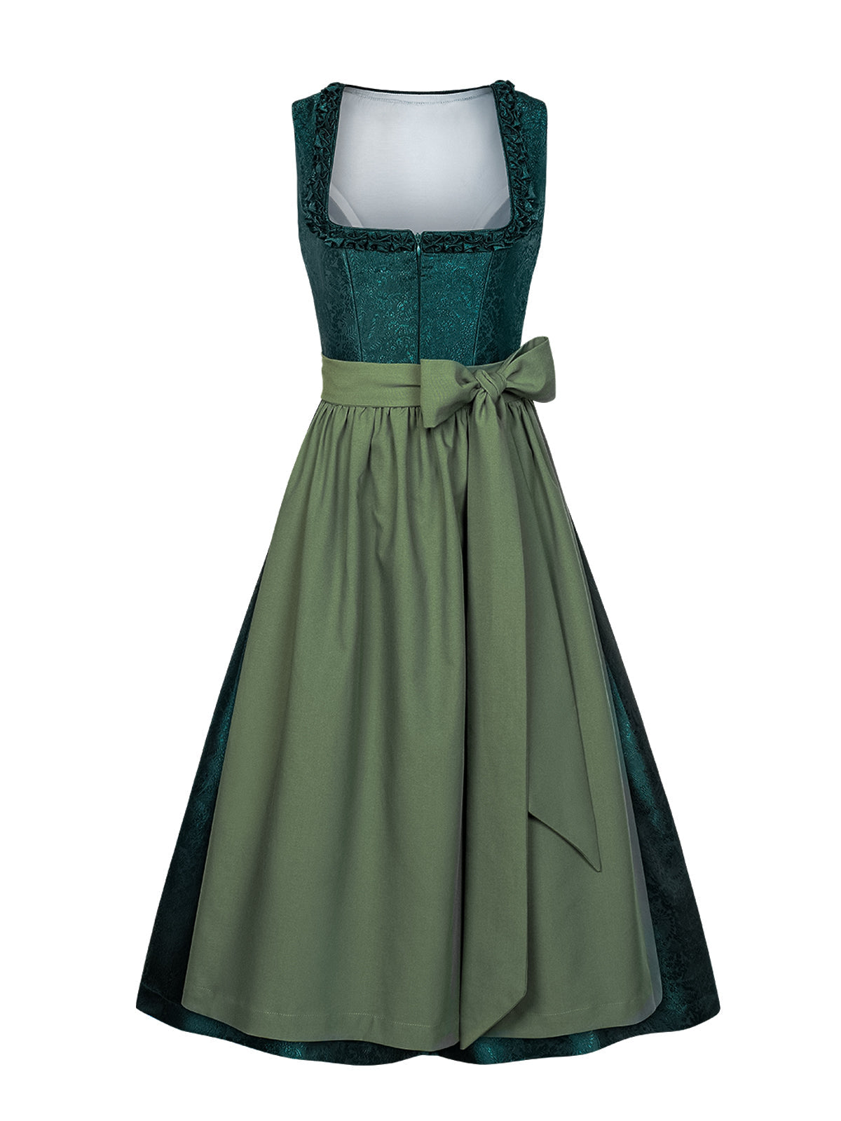 Dirndl Julia in Grün mit Gerader Ausschnitt