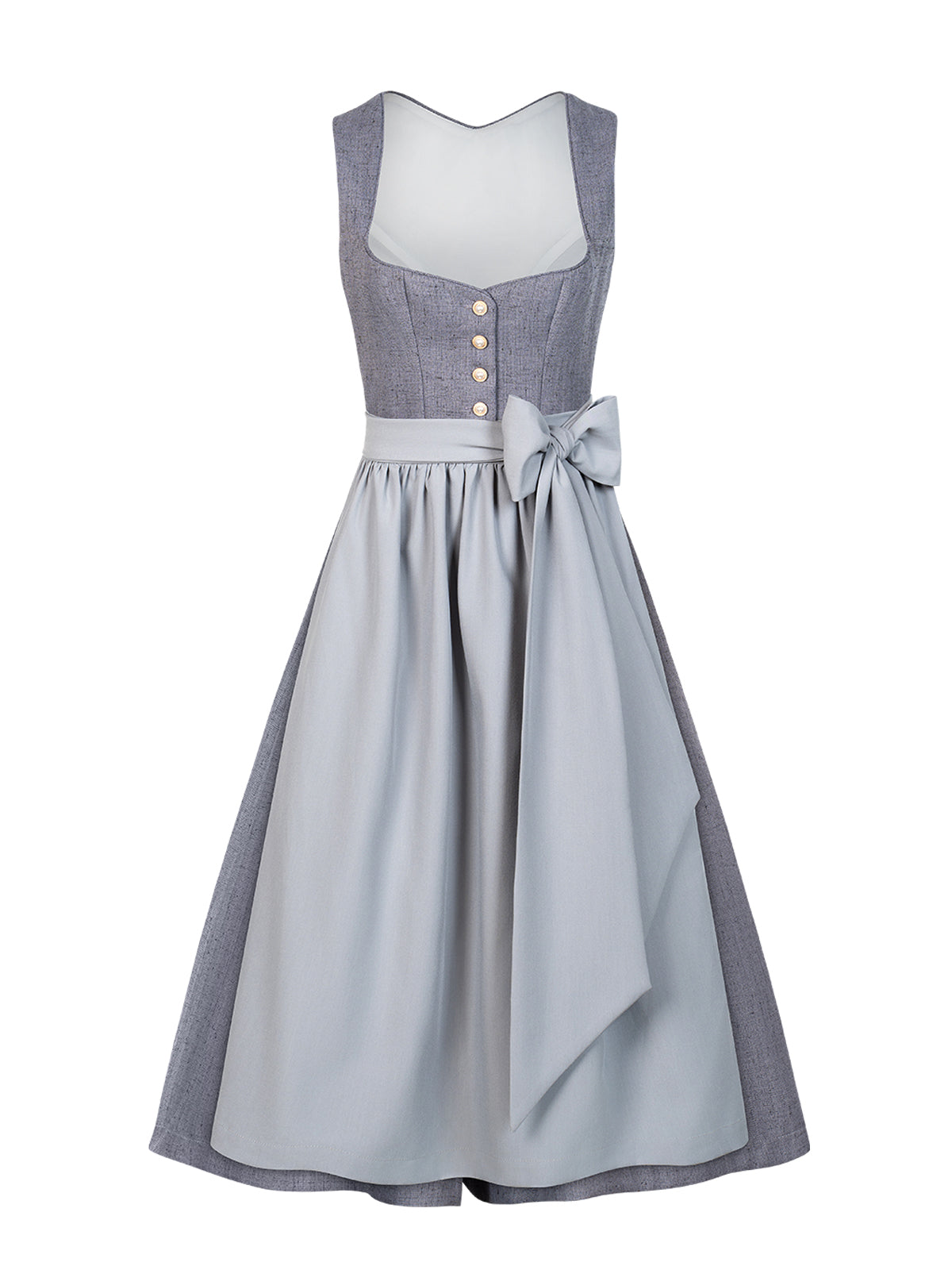 Damen Dirndl Amana in Grau – Herz-Ausschnitt