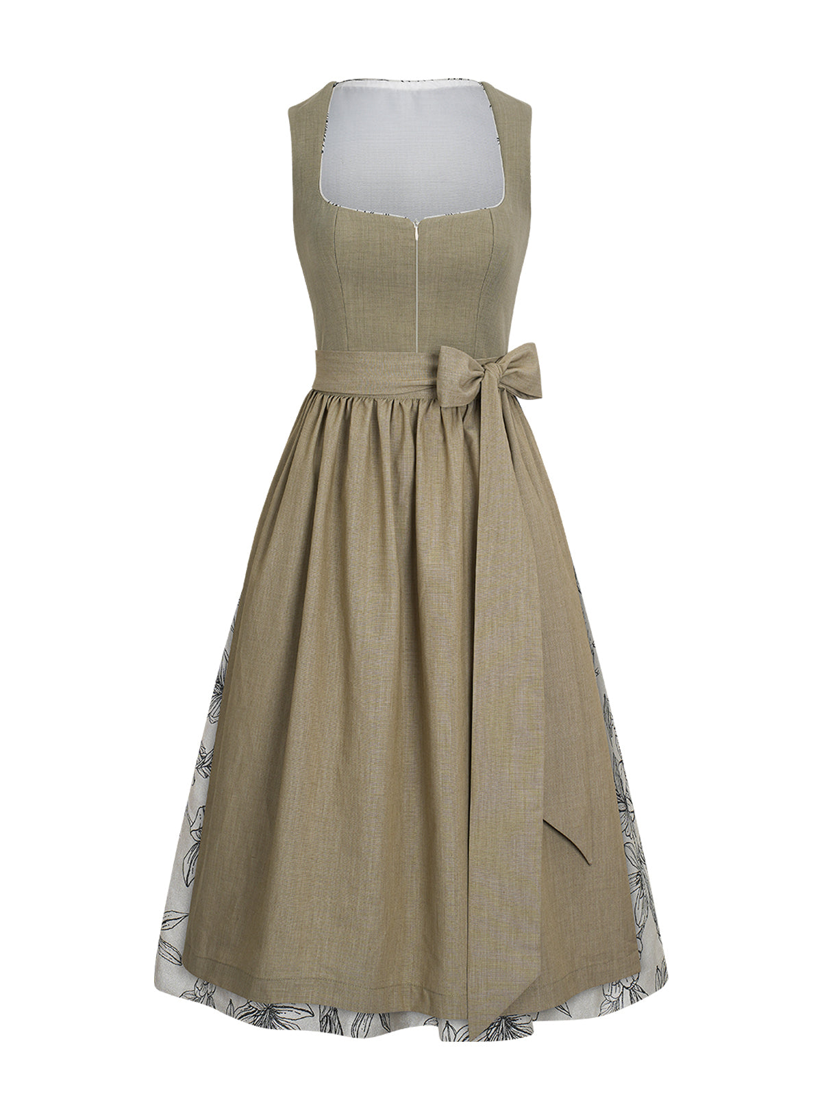 Damen Dirndl Vanessa in Grün – Gerader Ausschnitt