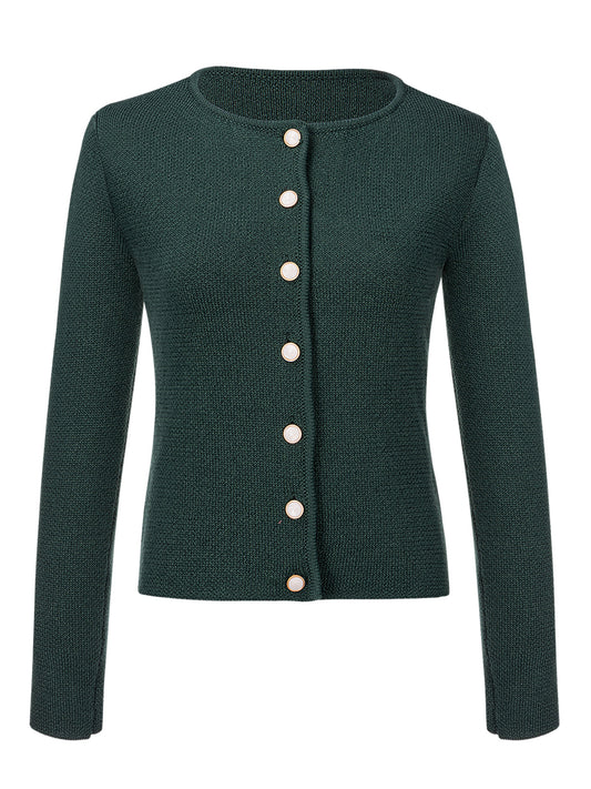Klassische Trachtenjacke aus Strick – Mira – Dunkelgrün