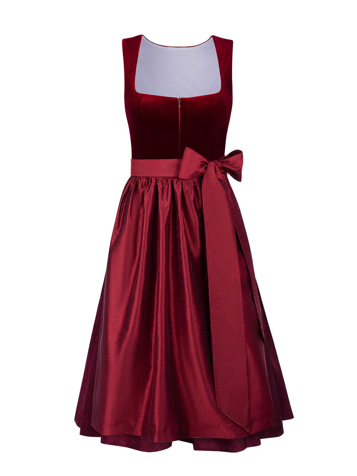 Dirndl Klaudia in Rot mit Gerader Ausschnitt