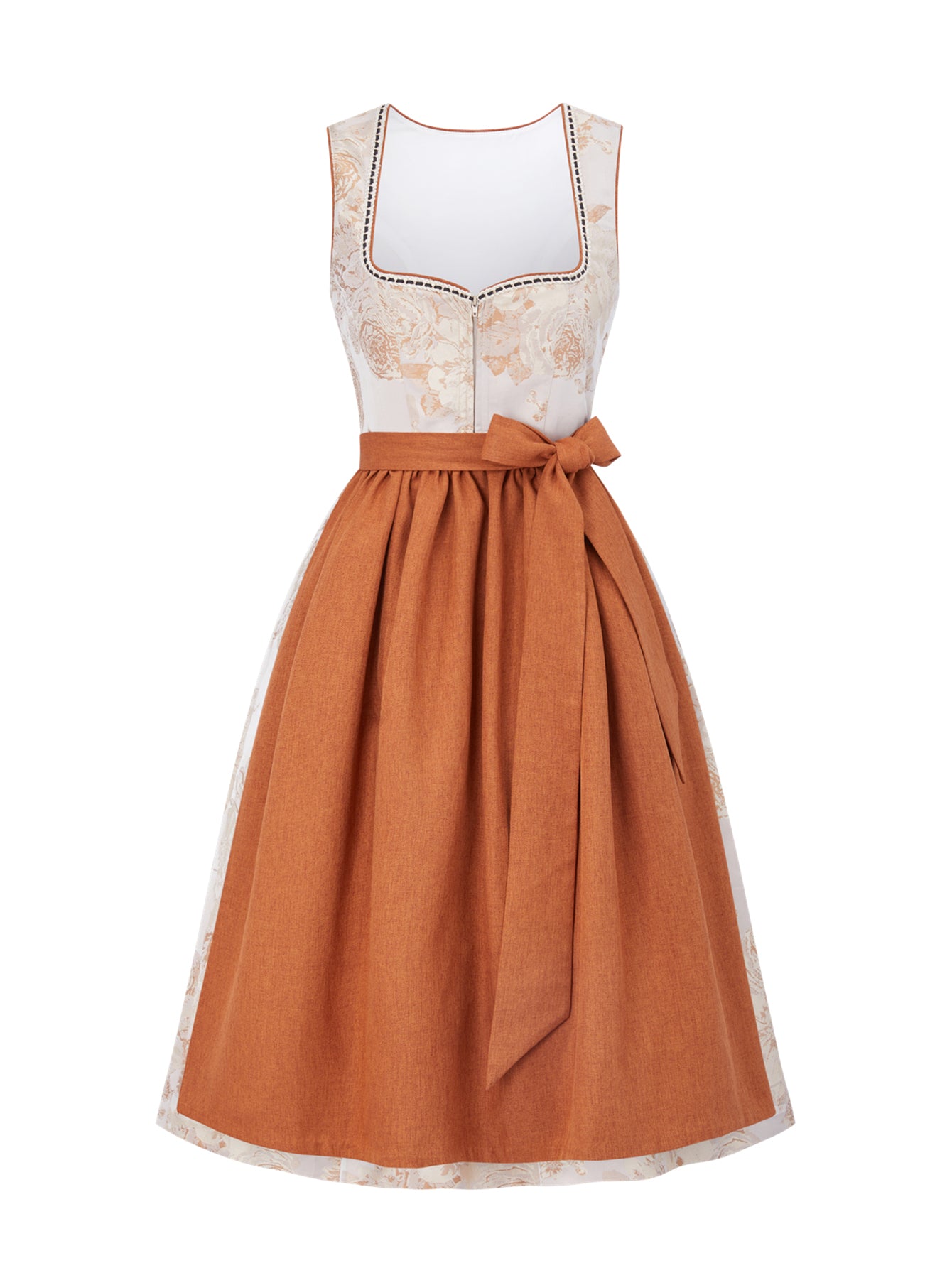 Kathe | Traditionelles Dirndl | Braun | Herz-Ausschnitt
