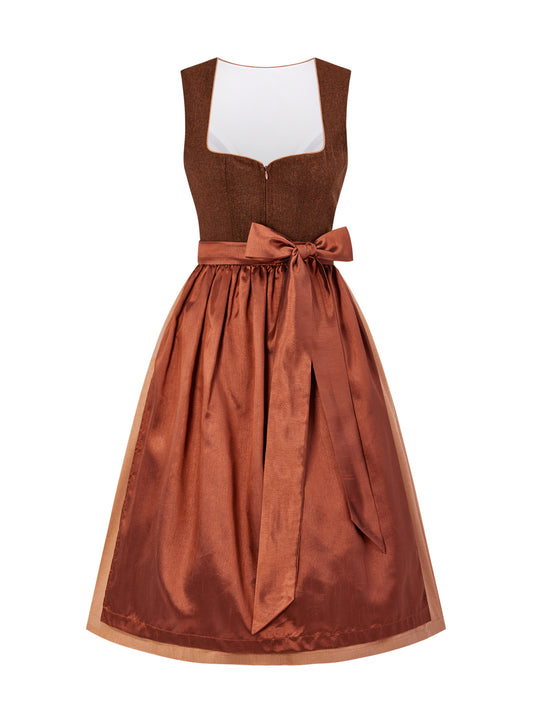 Damen Dirndl Hanni in Braun – Herz-Ausschnitt