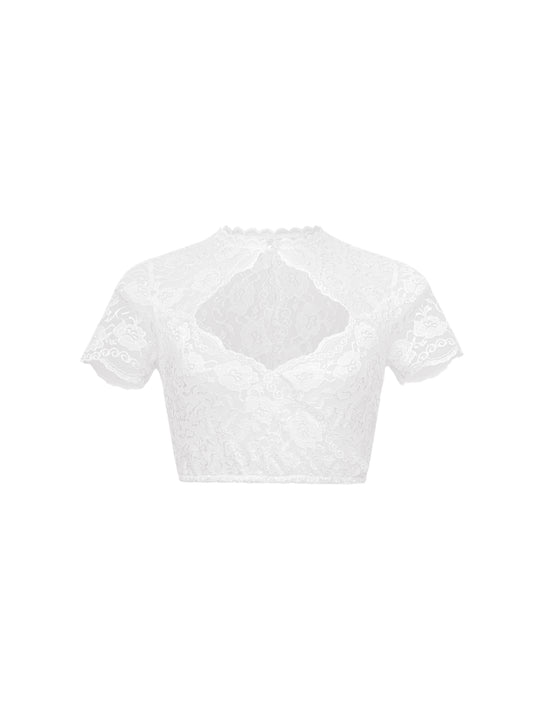 Bluse zum Dirndl Paulina | Weiß | Rundhals