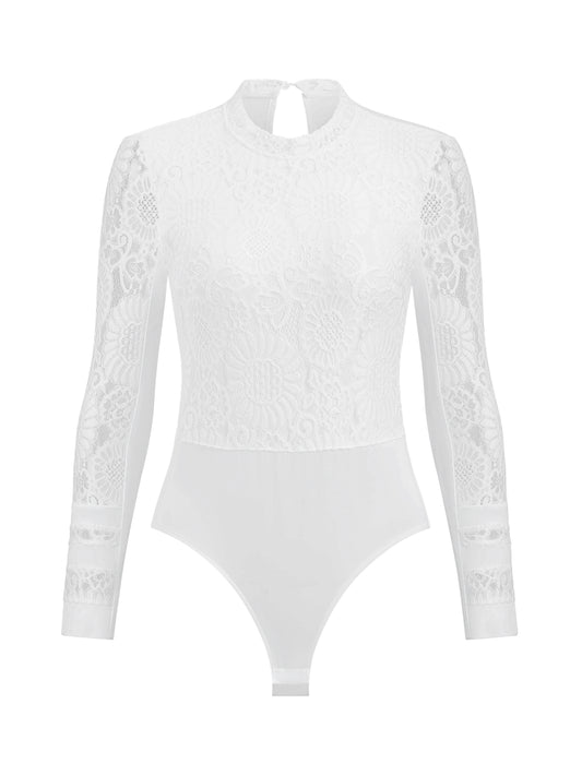 Alena – Femininer Spitzenbody in Weiß