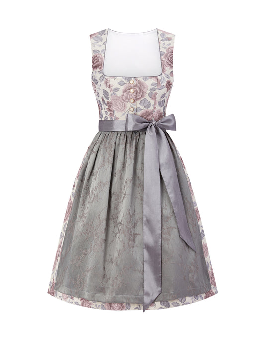 Dirndl Sarina in Grau mit Gerader Ausschnitt