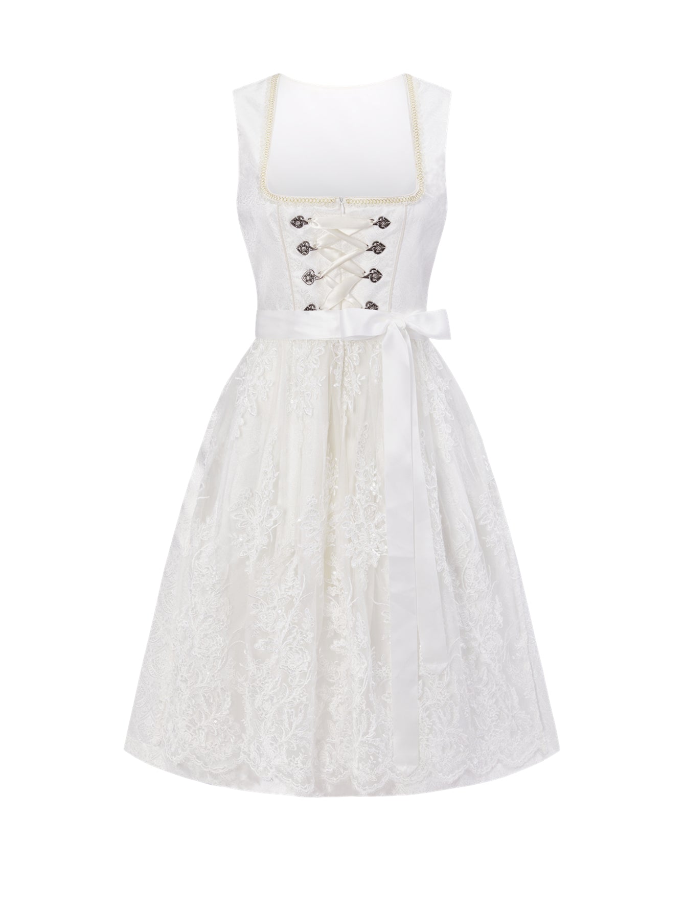 Damen Dirndl Hannah in Weiß – Gerader Ausschnitt
