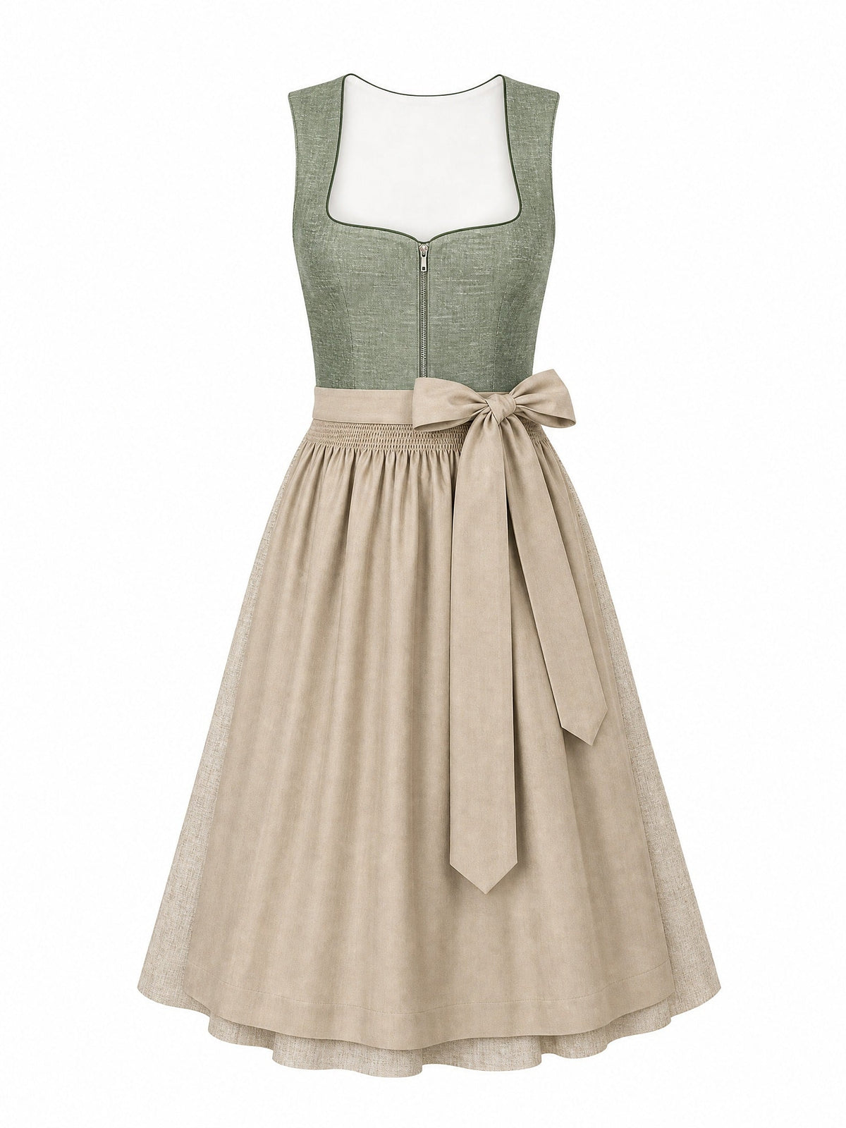 Dirndl Annika in Graphit mit Perlgrau Schürze - Vorderansicht