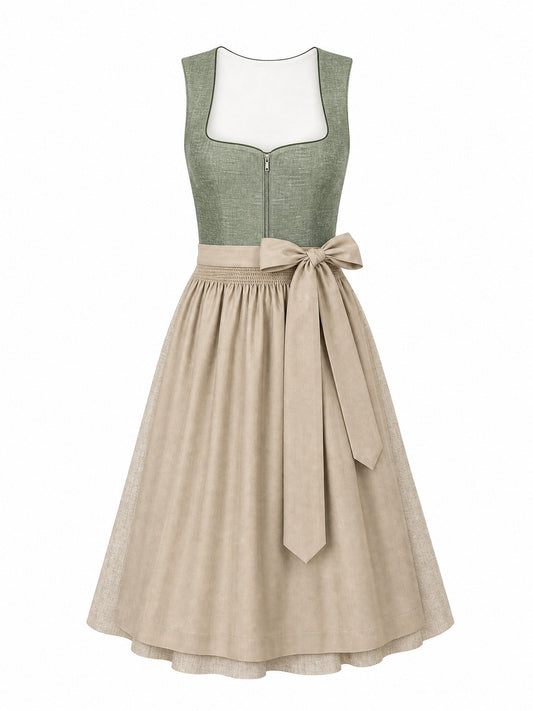 Dirndl Annika in Graphit mit Perlgrau Schürze - Vorderansicht