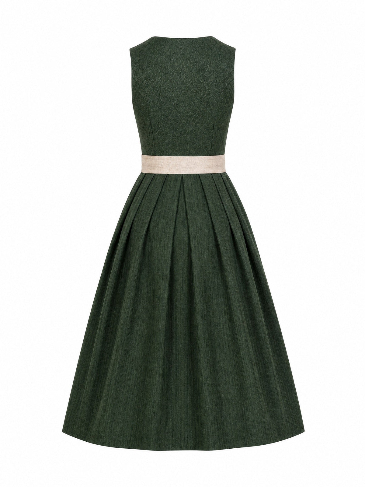 Dirndl Johanna in Waldgrün mit Haferbeige Schürze - Rückansicht