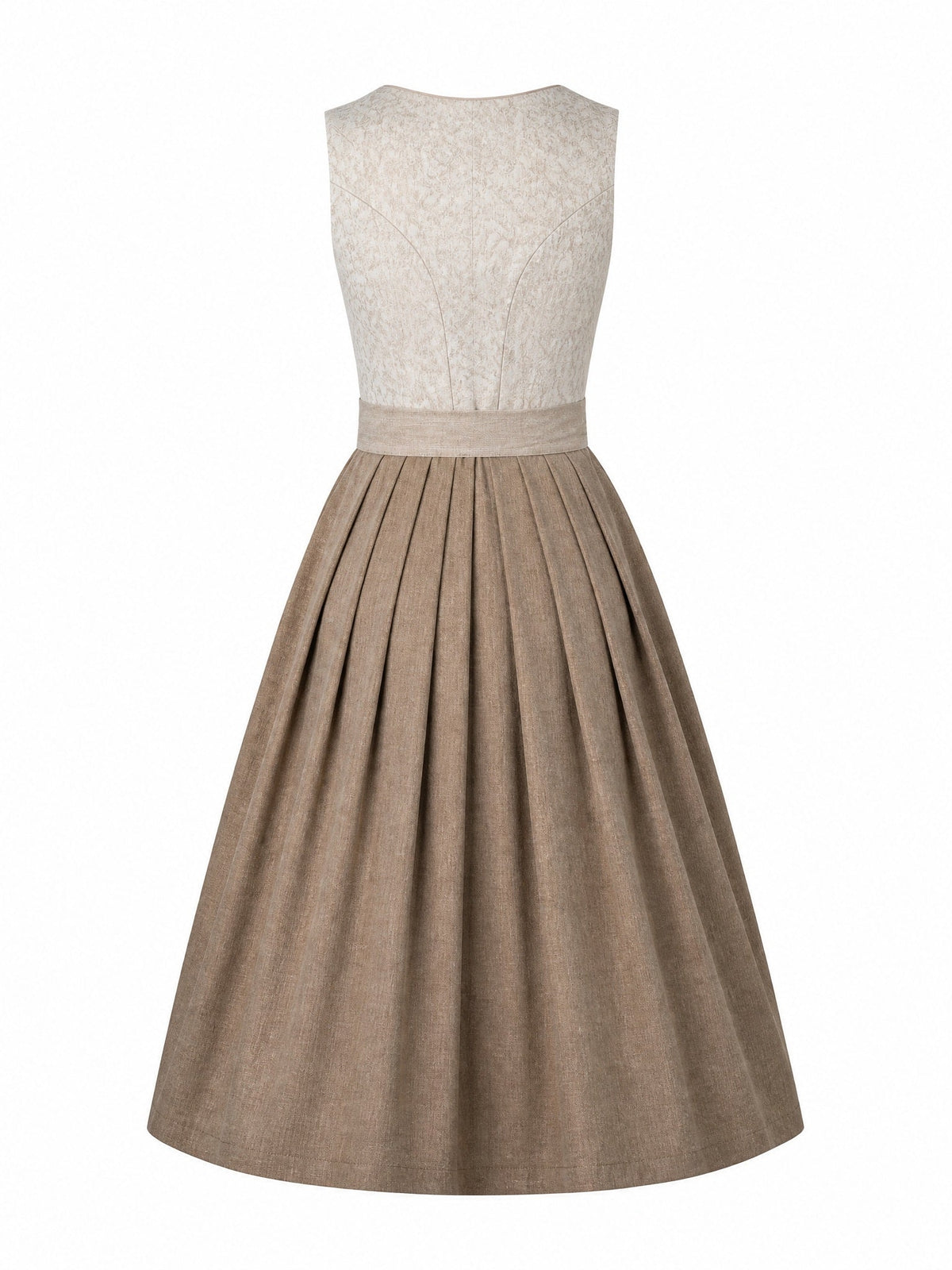 Dirndl Luisa in Haferbeige mit Warmer Sand Schürze - Rückansicht