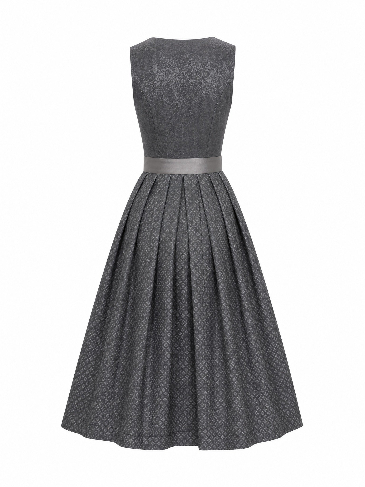 Dirndl Sophia in Graphit mit Perlgrau Schürze - Rückansicht