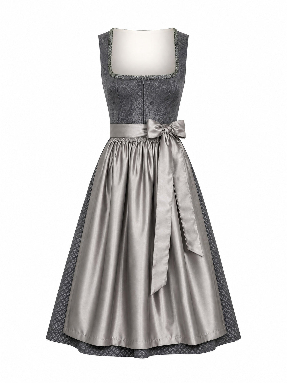 Dirndl Sophia in Graphit mit Perlgrau Schürze - Vorderansicht