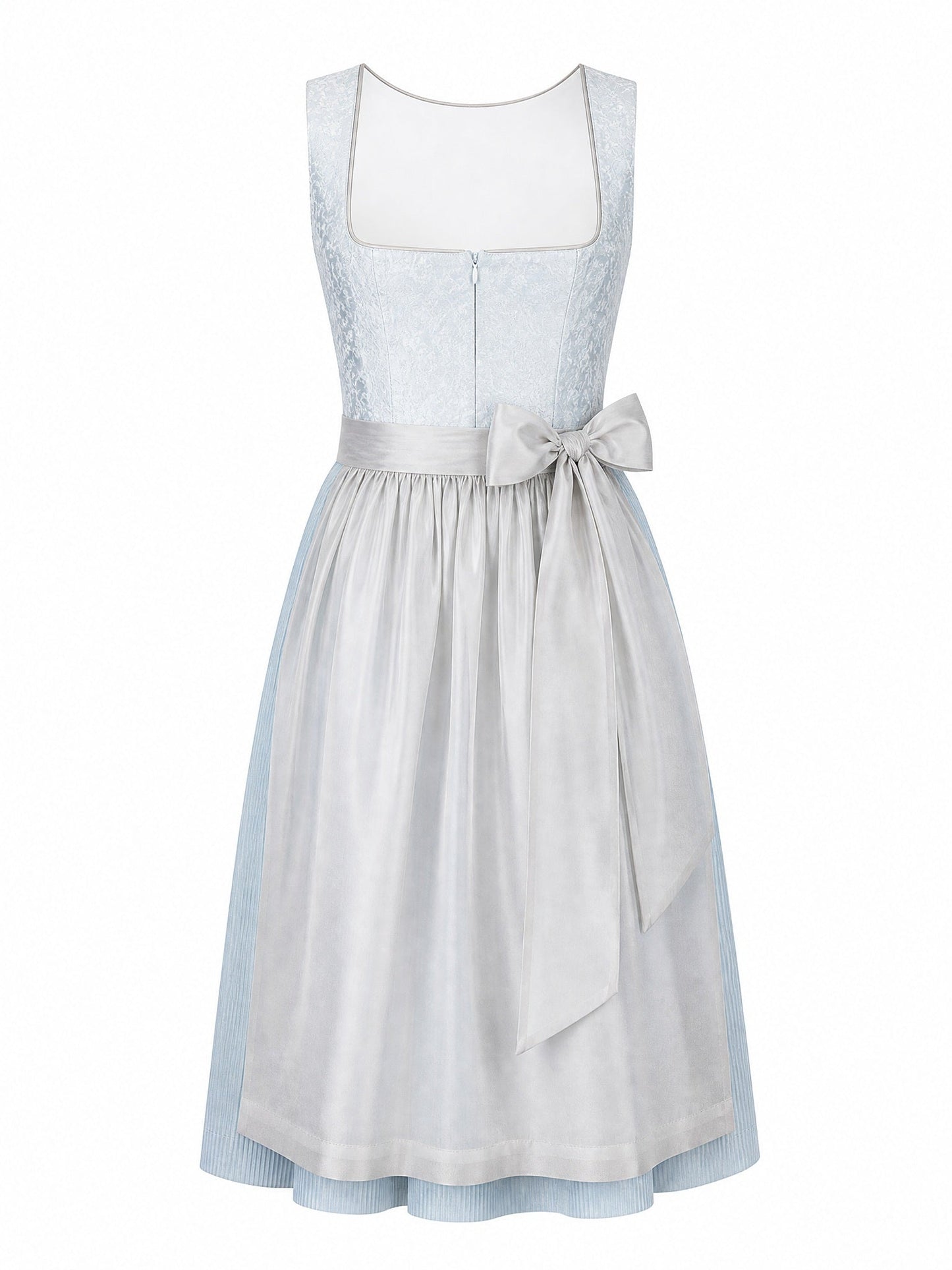 Dirndl Alina in Eisblau mit Perlgrau Schürze - Vorderansicht