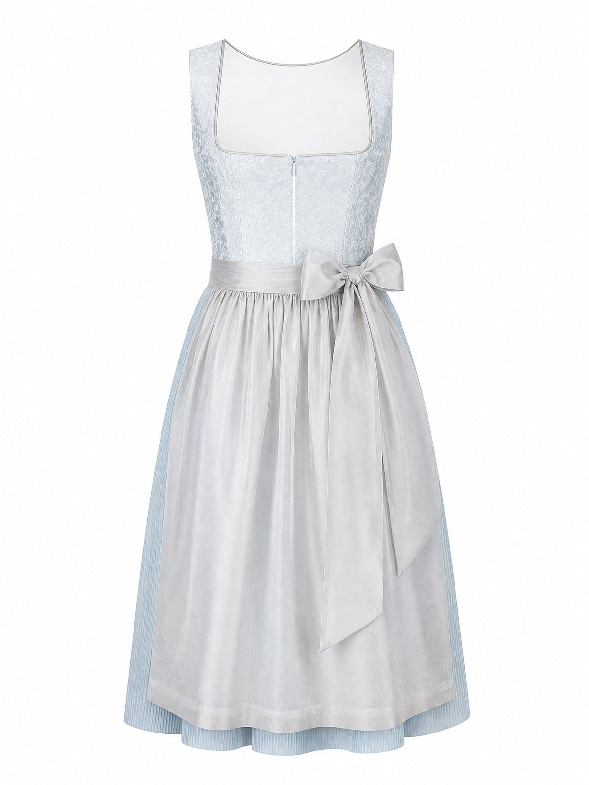 Dirndl Alina in Eisblau mit Perlgrau Schürze - Vorderansicht