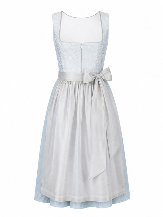 Dirndl Alina in Eisblau mit Perlgrau Schürze - Vorderansicht