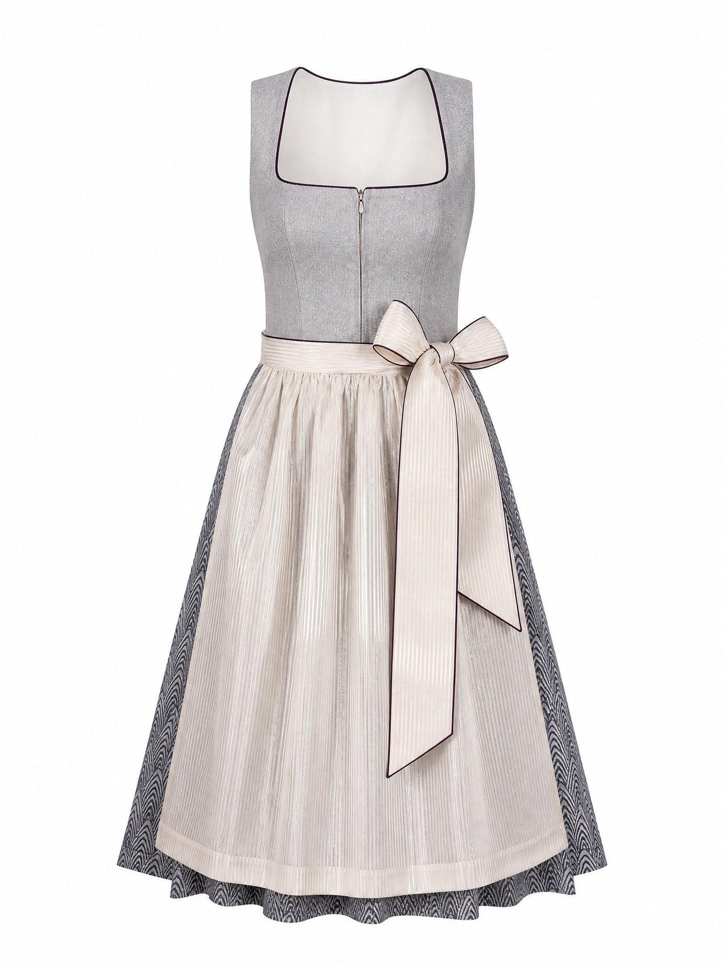 Dirndl Elena in Mineralgrün mit Elfenbein Schürze - Vorderansicht