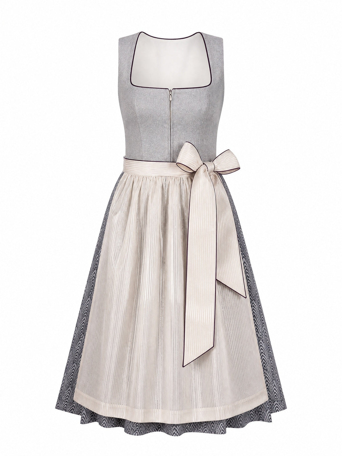 Dirndl Elena in Mineralgrün mit Elfenbein Schürze - Vorderansicht