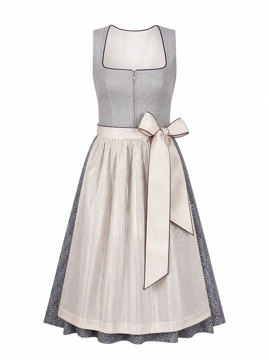 Dirndl Elena in Mineralgrün mit Elfenbein Schürze - Vorderansicht