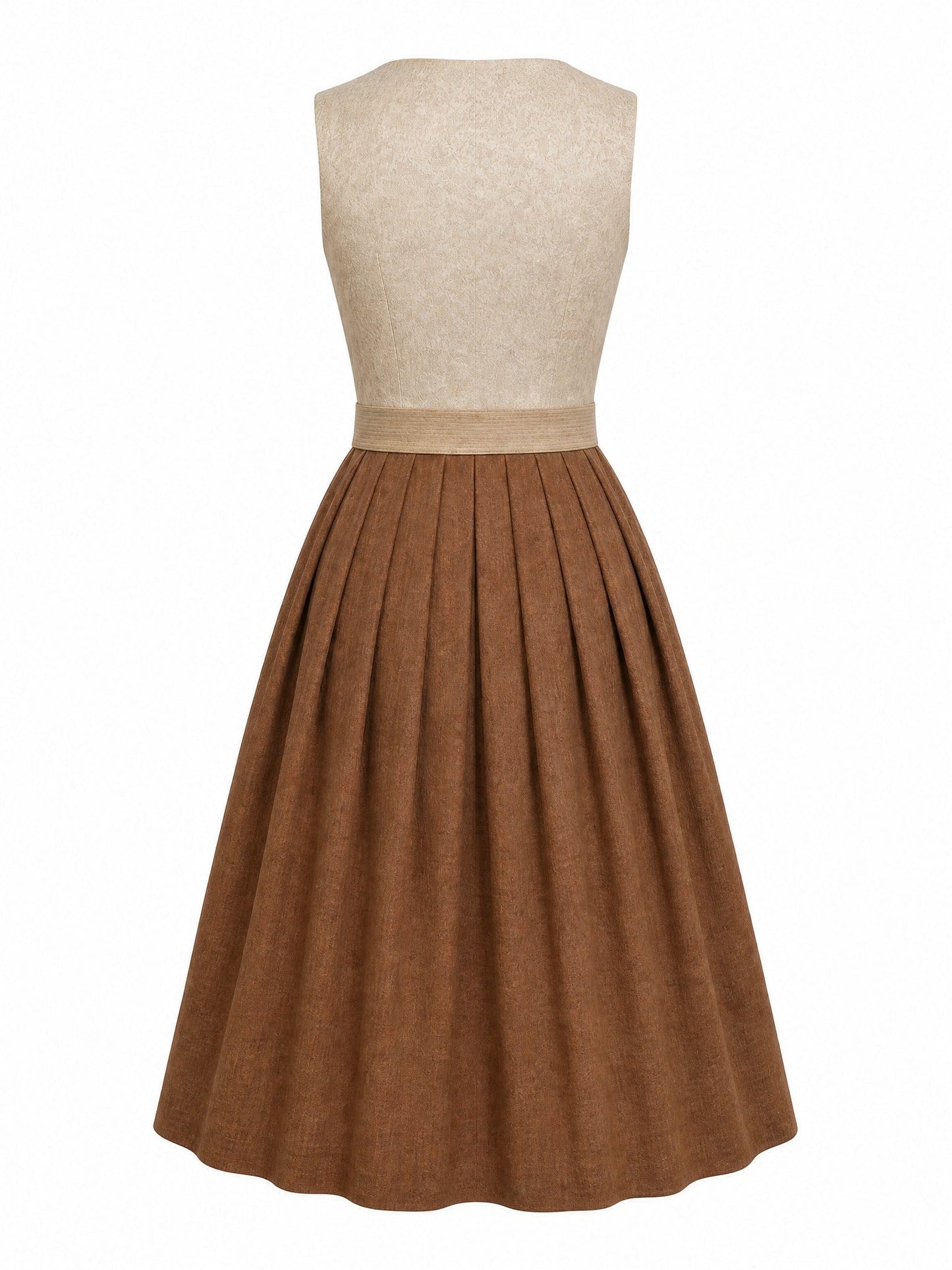 Dirndl Juliana in Haferbeige mit Warmer Sand Schürze - Rückansicht