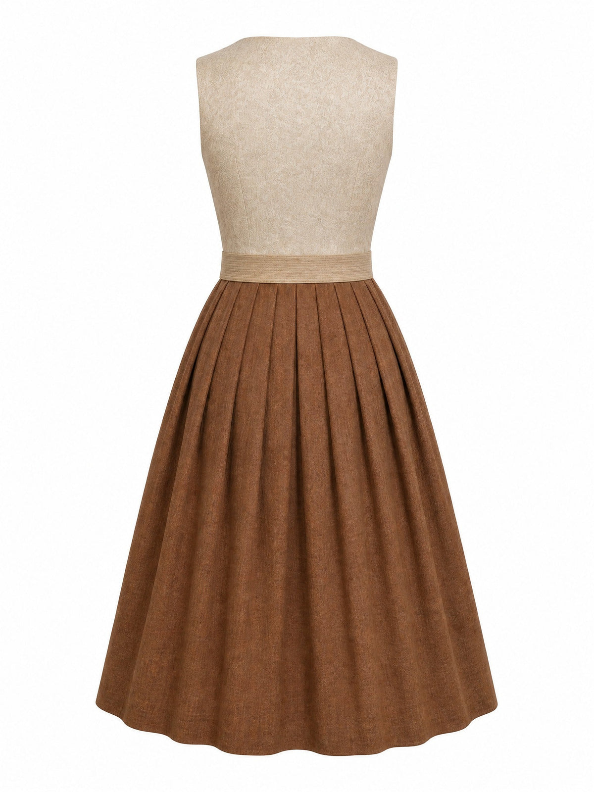 Dirndl Juliana in Haferbeige mit Warmer Sand Schürze - Rückansicht