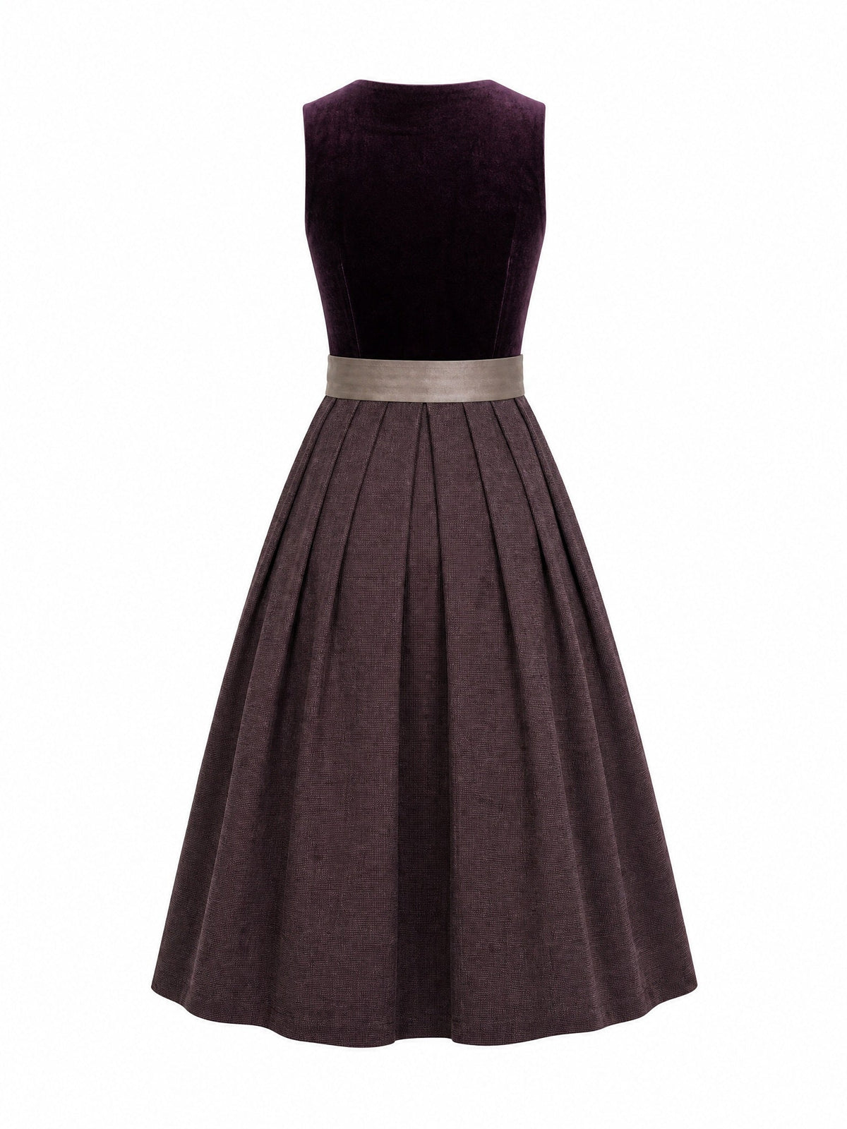 Dirndl Mara in Brombeere mit Taupe Schürze - Rückansicht