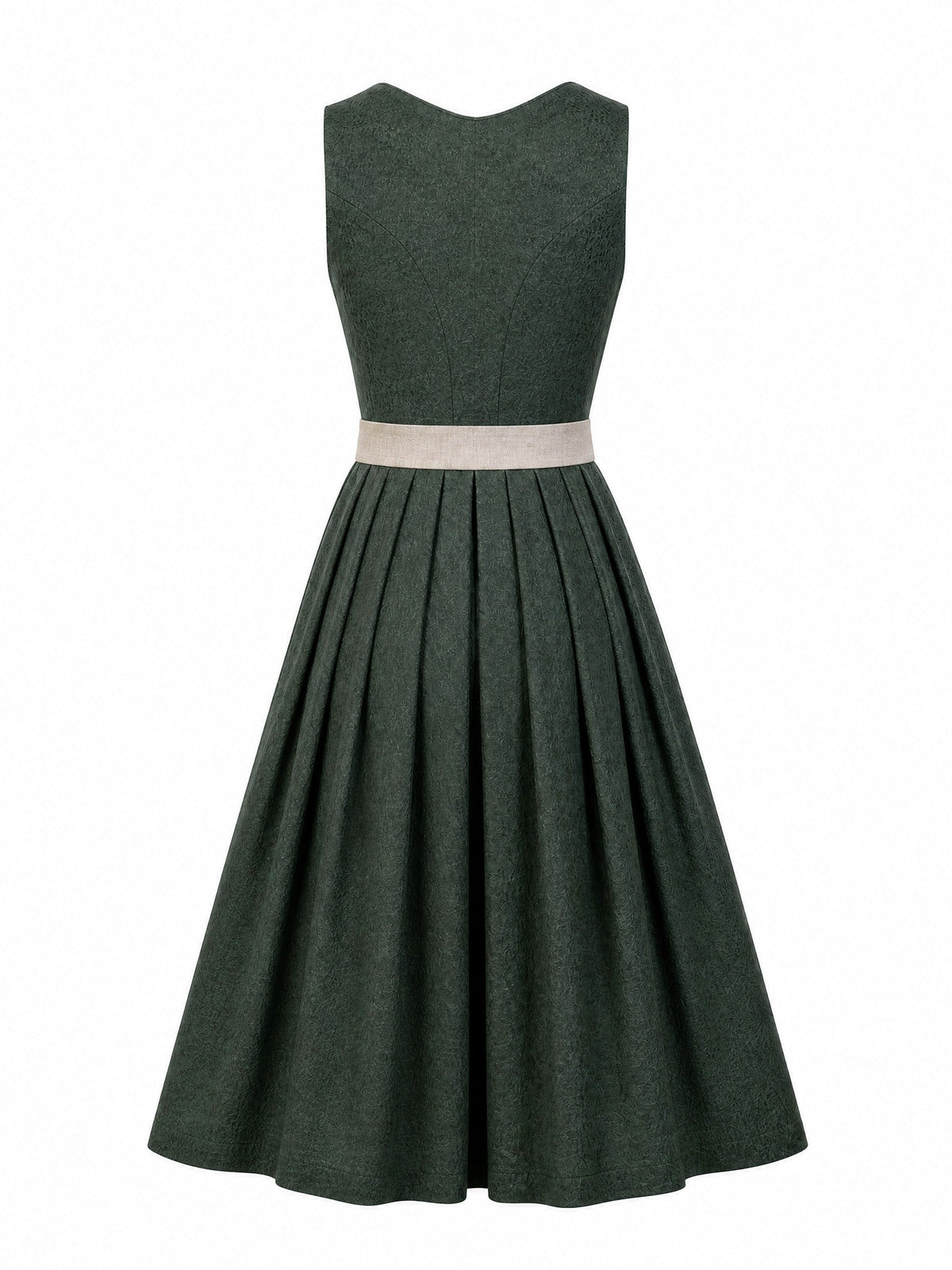 Dirndl Anika in Waldgrün mit Haferbeige Schürze - Rückansicht