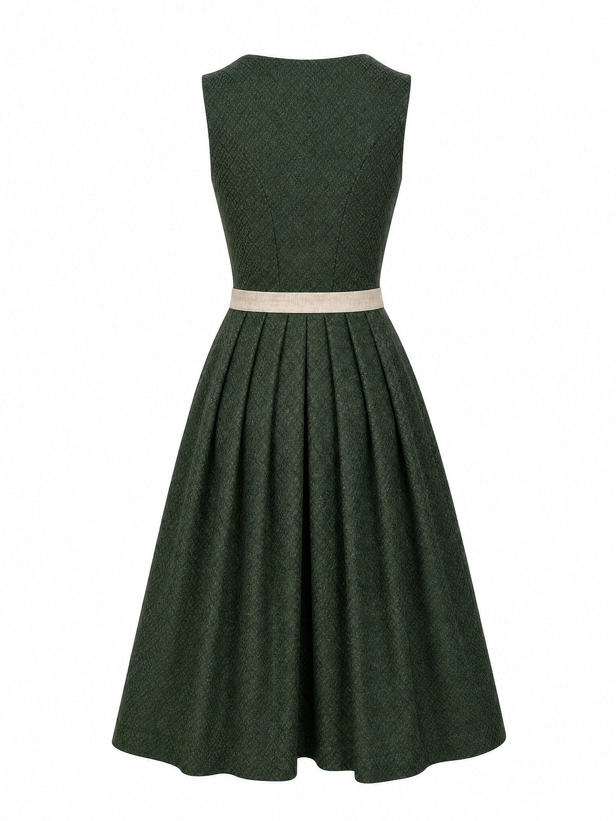 Dirndl Pia in Waldgrün mit Haferbeige Schürze - Rückansicht