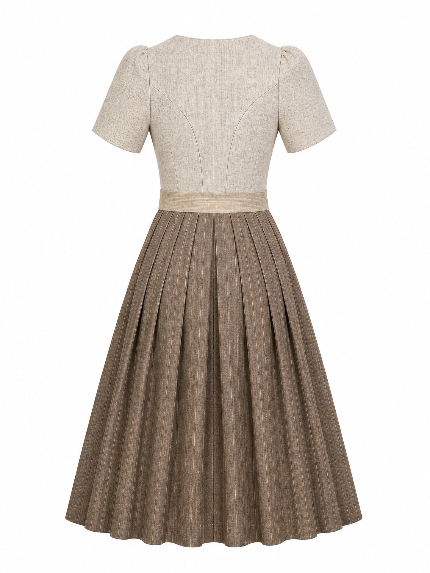 Dirndl Hanna in Haferbeige mit Warmer Sand Schürze - Rückansicht