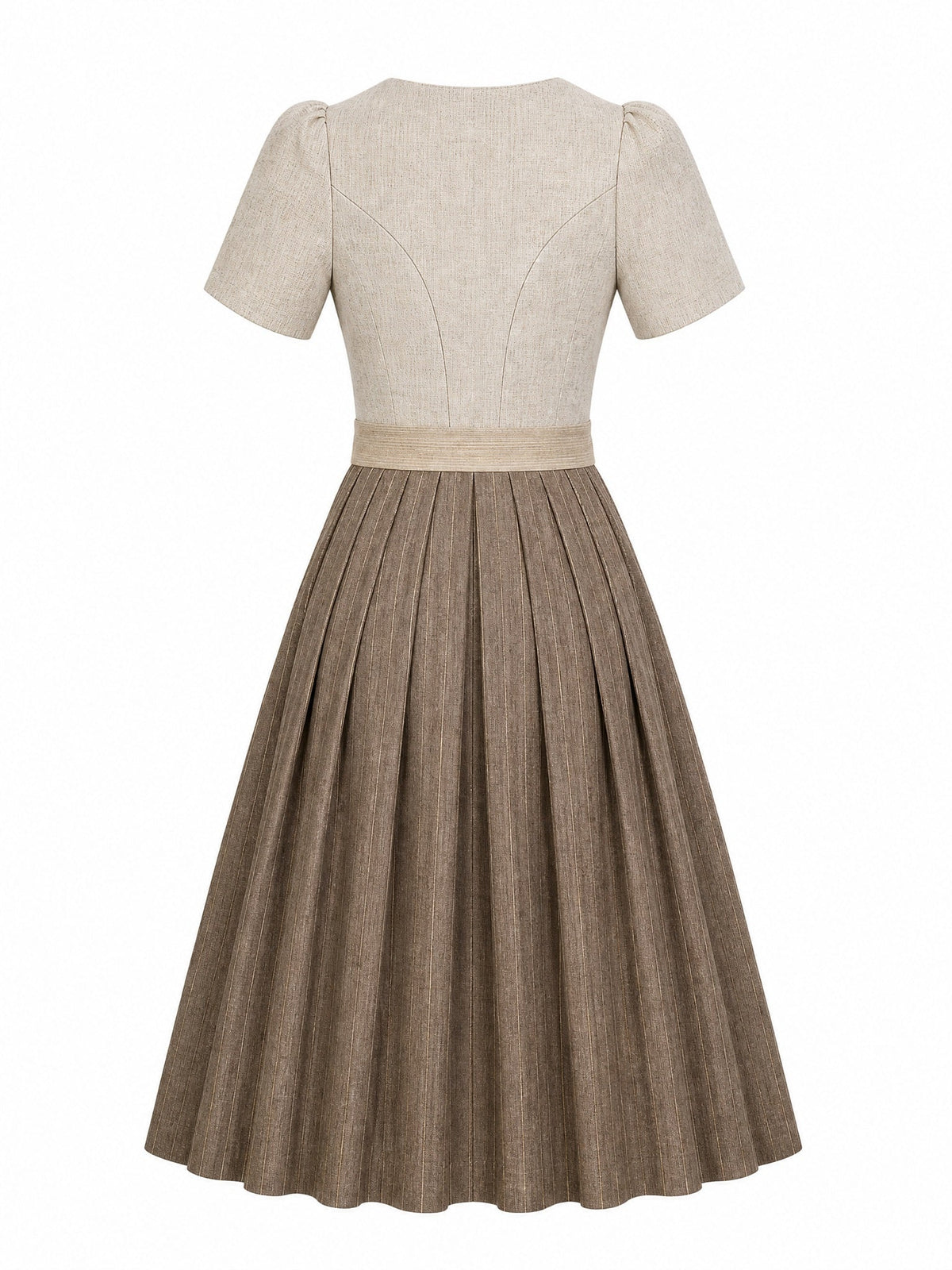 Dirndl Hanna in Haferbeige mit Warmer Sand Schürze - Rückansicht